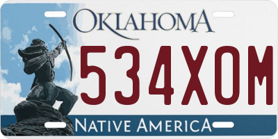 OK license plate 534XOM