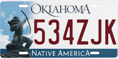OK license plate 534ZJK