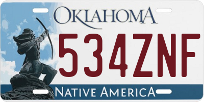 OK license plate 534ZNF