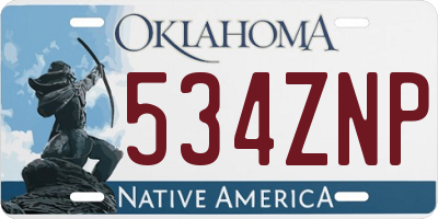 OK license plate 534ZNP