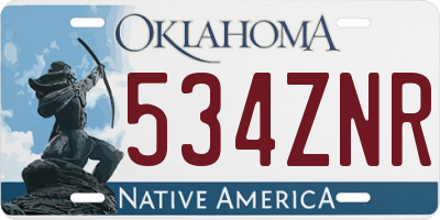 OK license plate 534ZNR