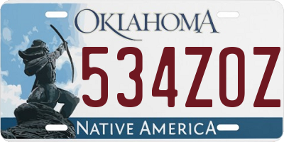 OK license plate 534ZOZ