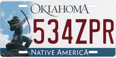 OK license plate 534ZPR