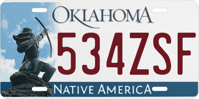 OK license plate 534ZSF