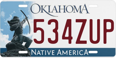 OK license plate 534ZUP