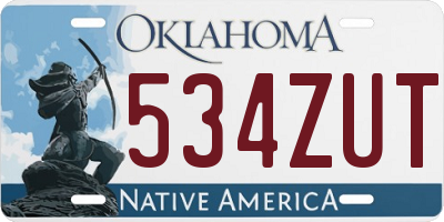 OK license plate 534ZUT