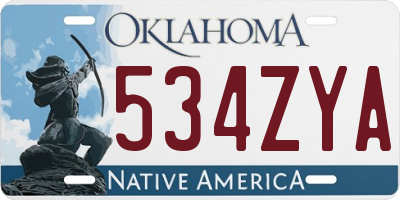 OK license plate 534ZYA
