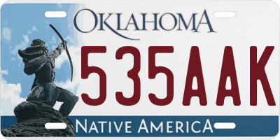 OK license plate 535AAK