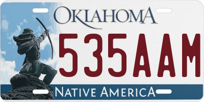 OK license plate 535AAM