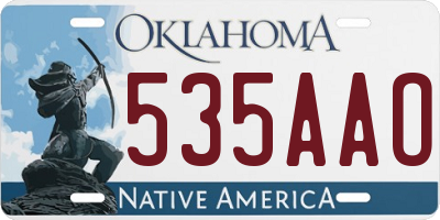 OK license plate 535AAO