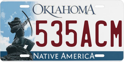 OK license plate 535ACM