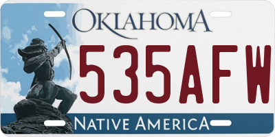 OK license plate 535AFW