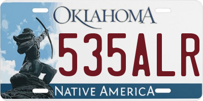 OK license plate 535ALR