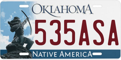OK license plate 535ASA