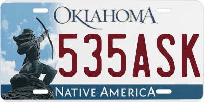 OK license plate 535ASK