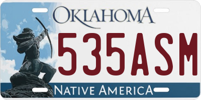 OK license plate 535ASM