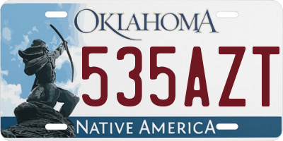 OK license plate 535AZT