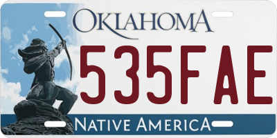 OK license plate 535FAE