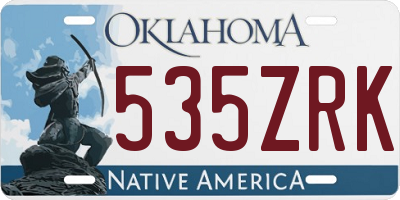 OK license plate 535ZRK