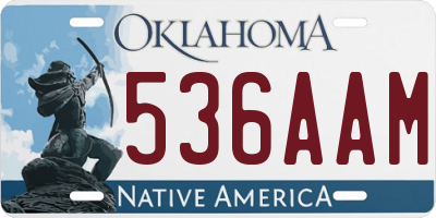 OK license plate 536AAM