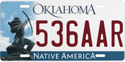 OK license plate 536AAR