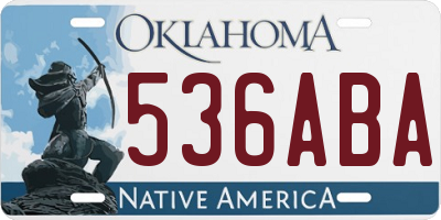 OK license plate 536ABA