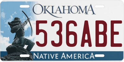 OK license plate 536ABE