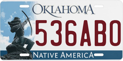 OK license plate 536ABO