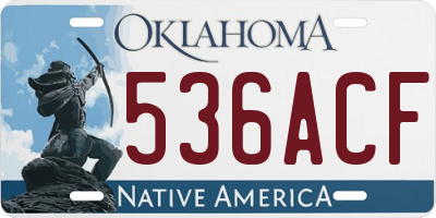 OK license plate 536ACF
