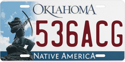 OK license plate 536ACG