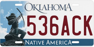 OK license plate 536ACK