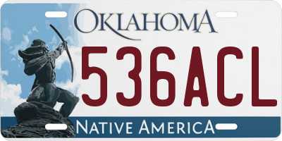 OK license plate 536ACL
