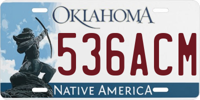 OK license plate 536ACM
