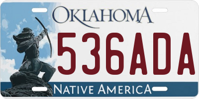 OK license plate 536ADA