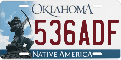 OK license plate 536ADF