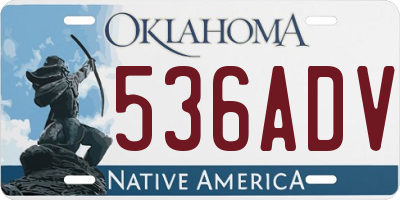 OK license plate 536ADV