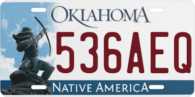 OK license plate 536AEQ