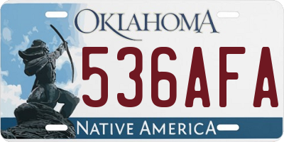 OK license plate 536AFA