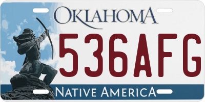 OK license plate 536AFG