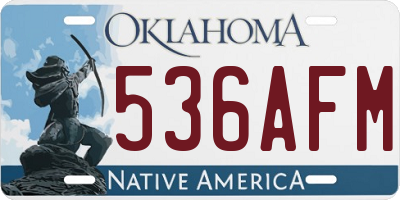 OK license plate 536AFM