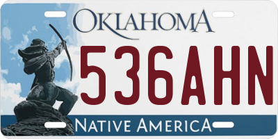 OK license plate 536AHN