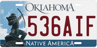 OK license plate 536AIF