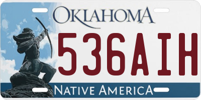 OK license plate 536AIH