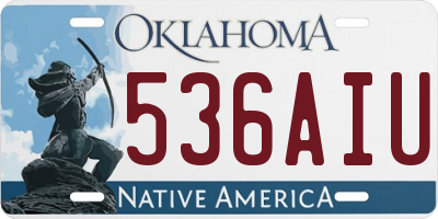 OK license plate 536AIU