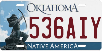OK license plate 536AIY