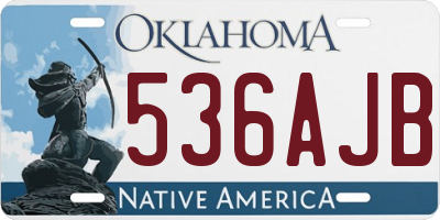 OK license plate 536AJB