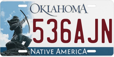 OK license plate 536AJN