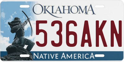 OK license plate 536AKN