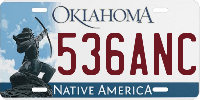 OK license plate 536ANC