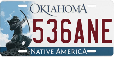 OK license plate 536ANE